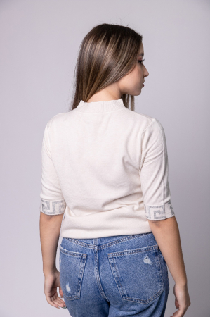 Bluza alba tricotata cu maneca scurta [3]