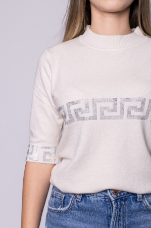 Bluza alba tricotata cu maneca scurta [1]