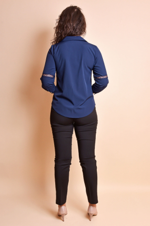 Bluza albastra cu dantela pe maneca [7]