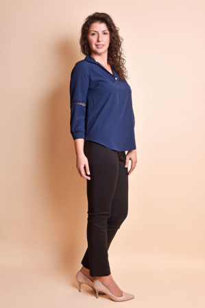 Bluza albastra cu dantela pe maneca [9]