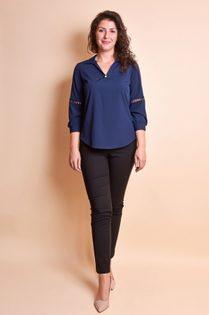 Bluza albastra cu dantela pe maneca [5]