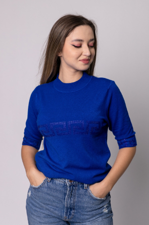 Bluza albastra tricotata cu maneca scurta [2]