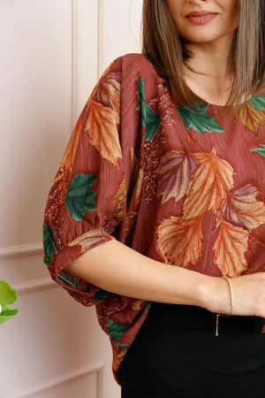 Bluza caramizie cu imprimeu floral Harper plus size [1]