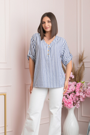 Bluza casual Freya cu dungi bleumarin [4]