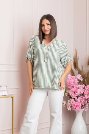 Bluza casual Freya cu dungi verzi [3]