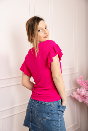 Bluza ciclam cu volanas la maneci [2]