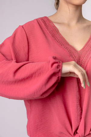 Bluza corai cu nod in talie [1]