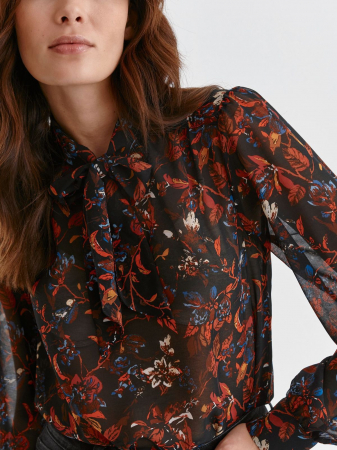 Bluza cu funda la gat si imprimeu floral [1]