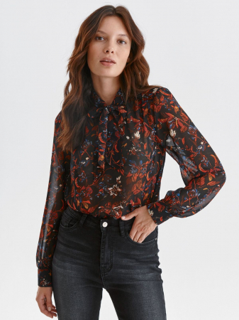 Bluza cu funda la gat si imprimeu floral [0]