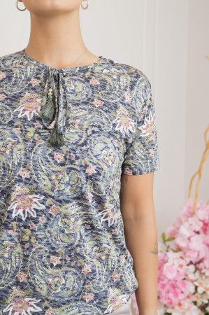 Bluza cu imprimeu floral pastel albastru [1]