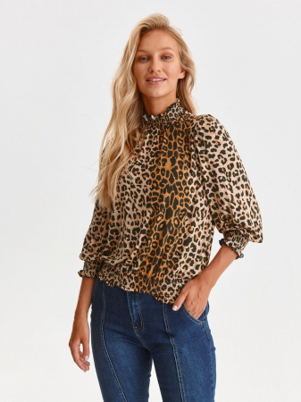 Bluze - Bluza cu maneci bufante si imprimeu leopard
