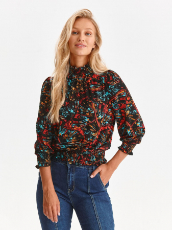Bluze - Bluza cu maneci bufante si imprimeu multicolor
