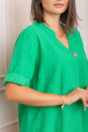 Bluza dama din bumbac Hope cu guler tunica - Verde [1]