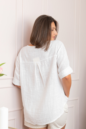Bluza dama din bumbac Kerry cu maneci reglabile - Alb [1]