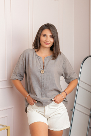 Bluza dama din bumbac Kerry cu maneci reglabile - Gri [2]