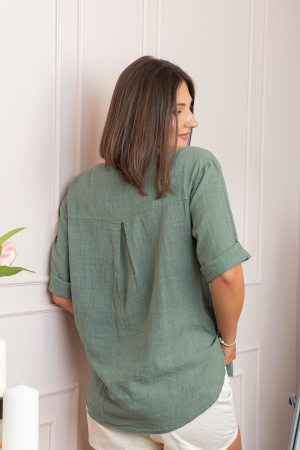 Bluza dama din bumbac Kerry cu maneci reglabile - Kaki [1]