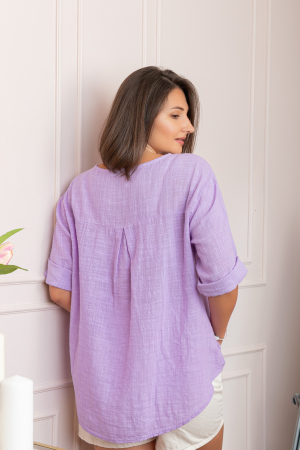 Bluza dama din bumbac Kerry cu maneci reglabile - Lila [1]