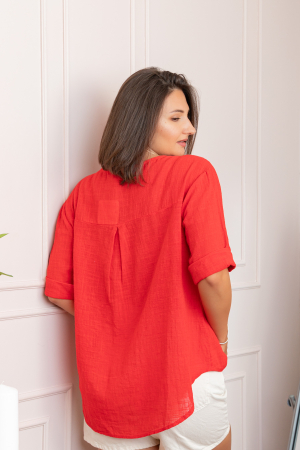 Bluza dama din bumbac Kerry cu maneci reglabile - Rosu [1]