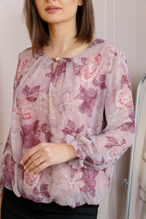 Bluza dama Pauline din voal lila cu imprimeu floral mov [1]