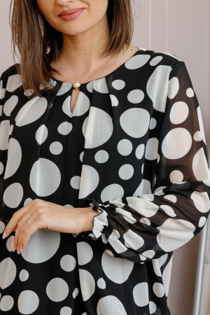 Bluza dama Pauline din voal negru cu buline albe [1]