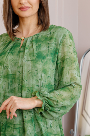 Bluza dama Pauline din voal verde cu imprimeu abstract [1]