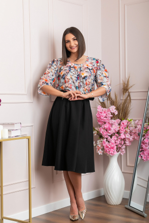 Bluza eleganta Anastasia cu imprimeuri florale - Bleu [4]
