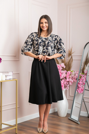 Bluza eleganta Anastasia cu imprimeuri florale - Bleumarin [3]