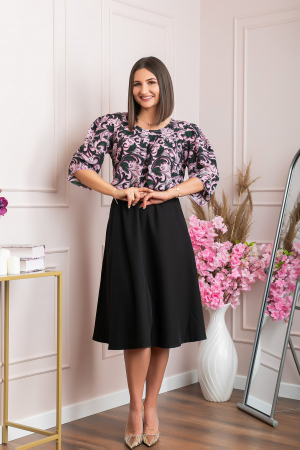 Bluza eleganta Anastasia cu imprimeuri florale - Roz [2]