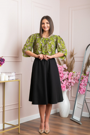 Bluza eleganta Anastasia cu imprimeuri florale - Verde [3]