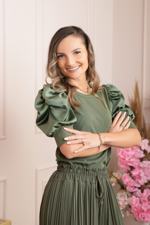 Bluza eleganta Arabella cu maneci bufante - Kaki [1]