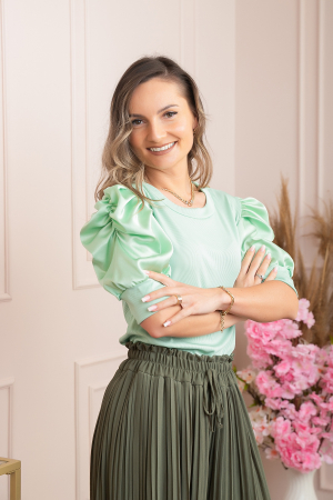 Bluza eleganta Arabella cu maneci bufante - Verde mint [1]