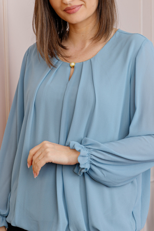 Bluza eleganta dama Sheila din voal cu captuseala - Bleu [1]