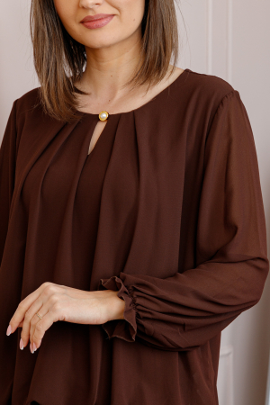 Bluza eleganta dama Sheila din voal cu captuseala - Maro [1]