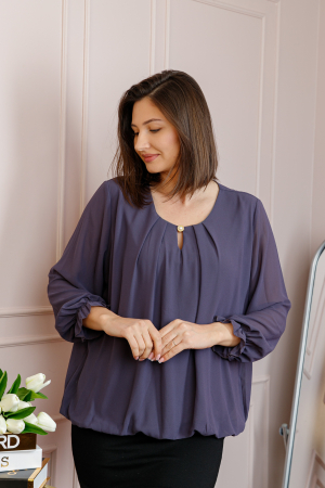 Bluza eleganta dama Sheila din voal cu captuseala - Mov [2]