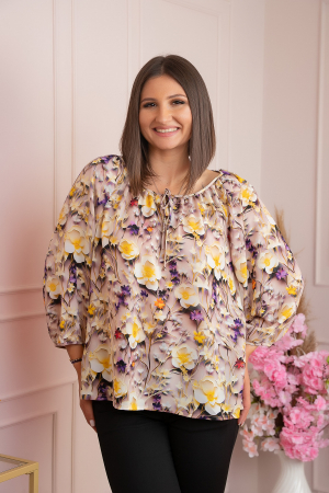 Bluza eleganta Fiona din voal cu imprimeu floral lila [2]