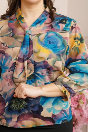 Bluza eleganta Isabelle cu imprimeu abstract albastru [1]