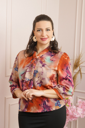 Bluze - Bluza eleganta Isabelle cu imprimeu abstract caramiziu