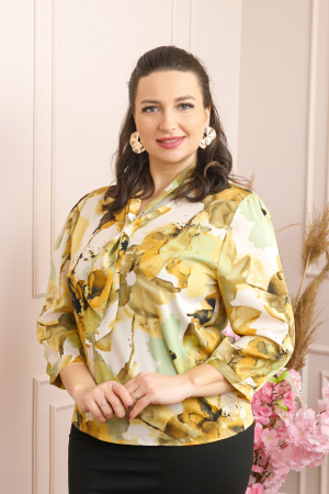 Bluze - Bluza eleganta Isabelle cu imprimeu abstract galben