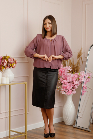 Bluza eleganta Julienne cu volanase si nasture stilizat - Mov [3]