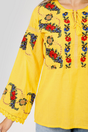 Bluza galbena cu motiv floral multicolor Afrodita 02 [1]