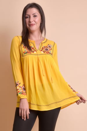 Bluza galbena cu motiv floral multicolor Ingrid 03 [5]