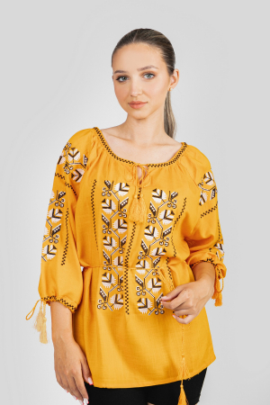 Bluza galbena cu motiv geometric multicolor Ruxandra 02 [0]