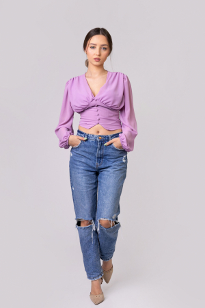 Bluza lila cu maneci bufante [3]