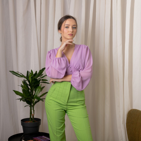 Bluza lila cu maneci bufante [4]