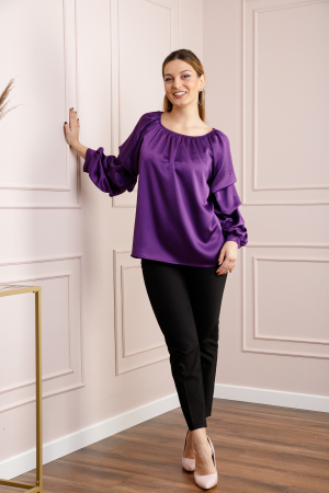 Bluza mov eleganta cu maneci bufante [3]