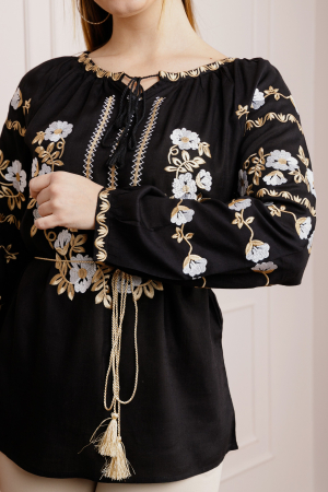 Bluza neagra cu motiv floral alb Nina 02 [1]