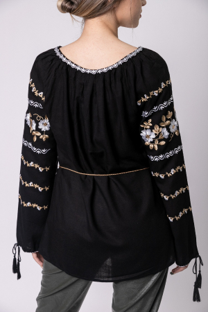 Bluza neagra cu motiv floral alb Nina 01 [2]