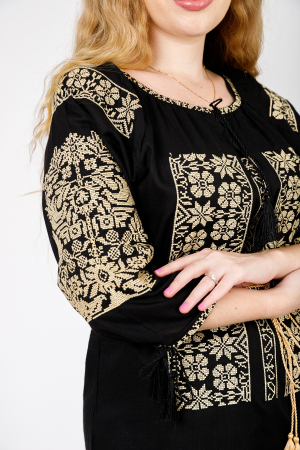 Bluza neagra cu motiv floral auriu Naomi 02 [1]