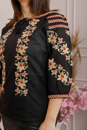 Bluza neagra cu motiv floral crem Floriana [1]