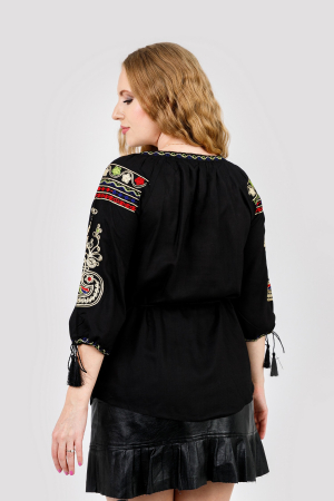 Bluza neagra cu motiv floral multicolor Irene 02 [2]